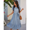 Tiered Button Midi Dress