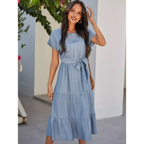 Tiered Button Midi Dress