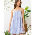 Blue Gingham Tiered Dress